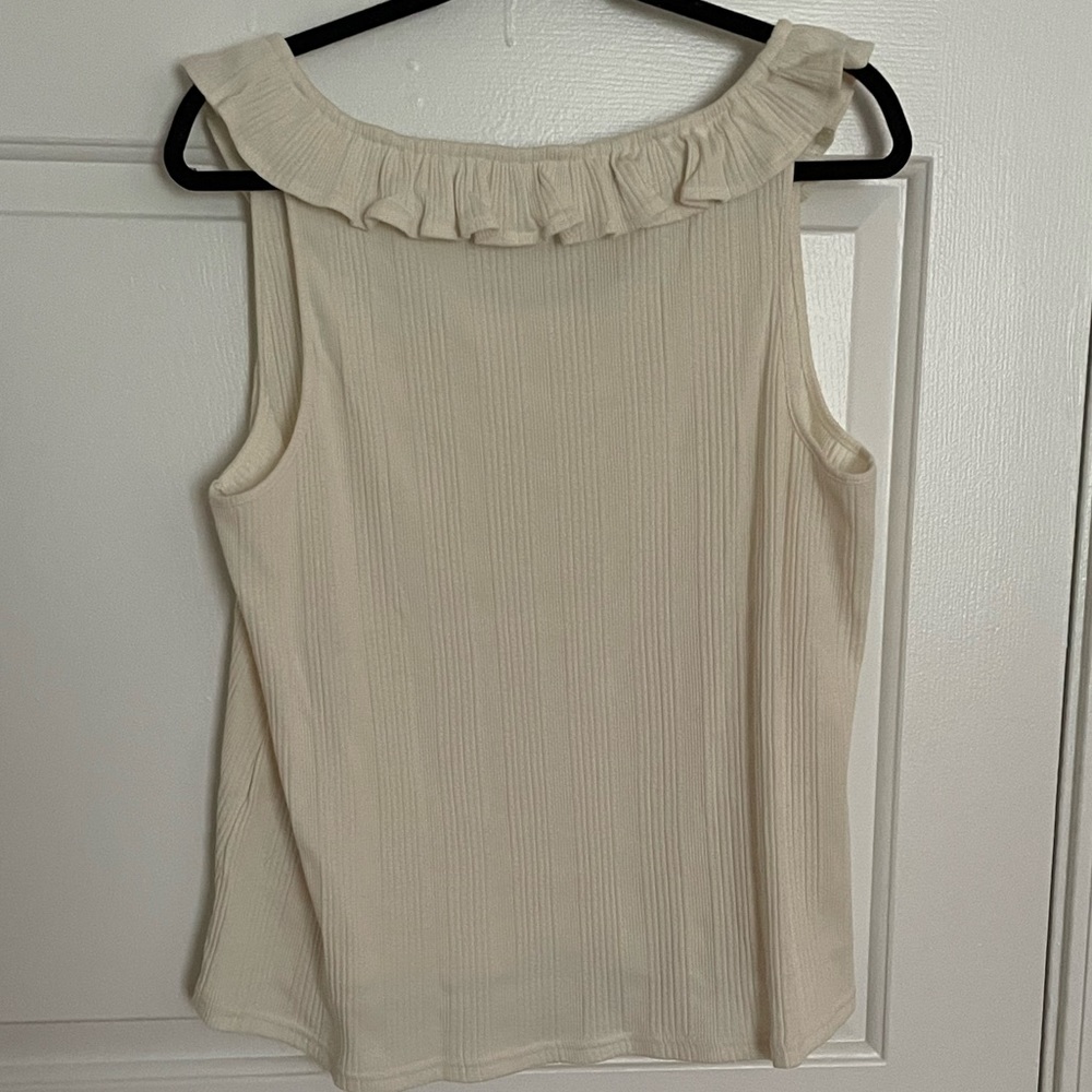 Madewell Ribbed Pointelle Ruffled Scoop Tank - Picture 3 of 3